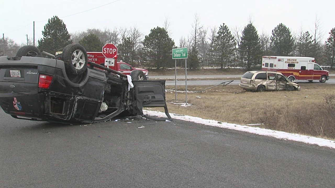 Two men hospitalized after car accident at intersection of US-30 and Defiance Trail